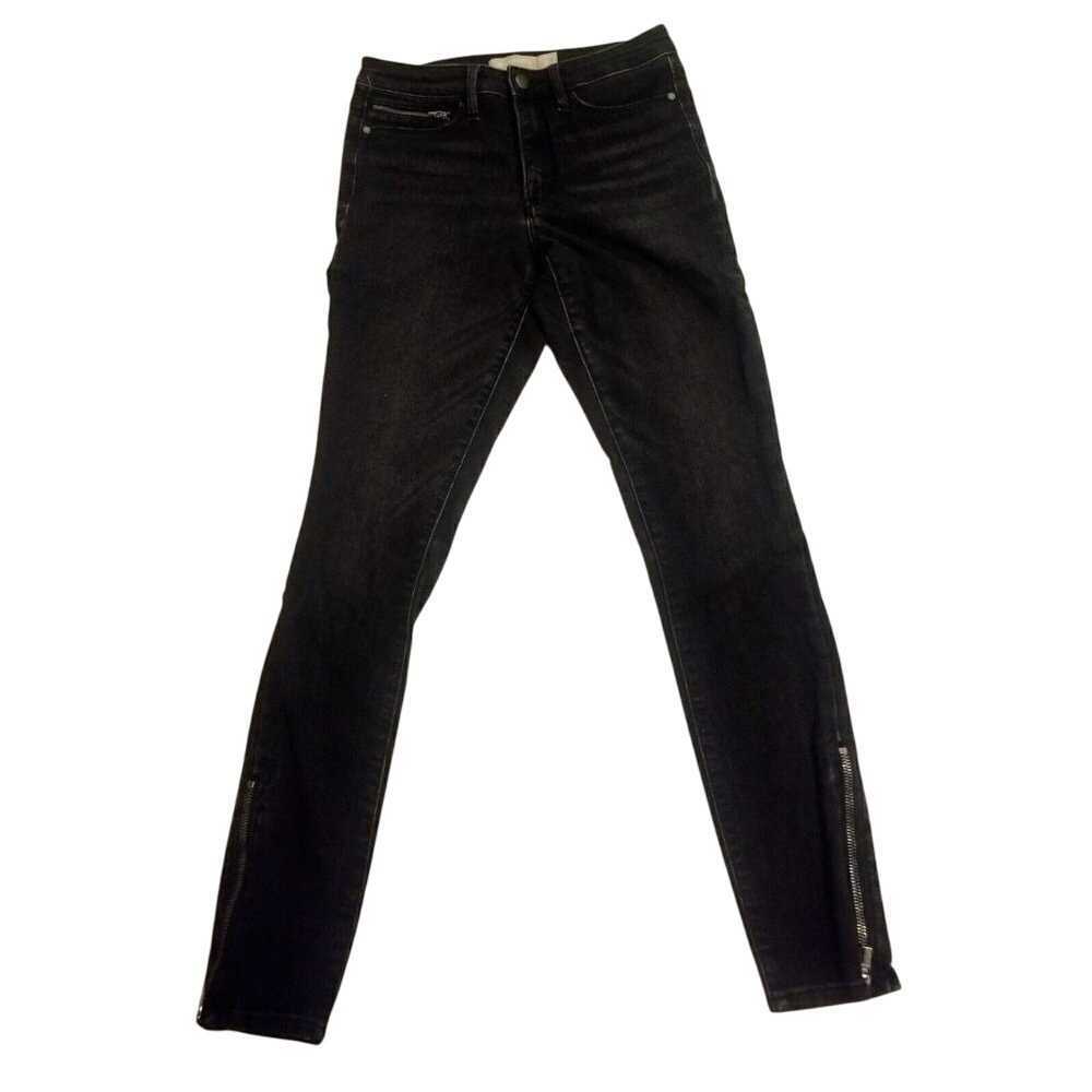 Athleta Sculpttek Skinny Jeans Ankle Zip Black‎ High Rise Size 2
